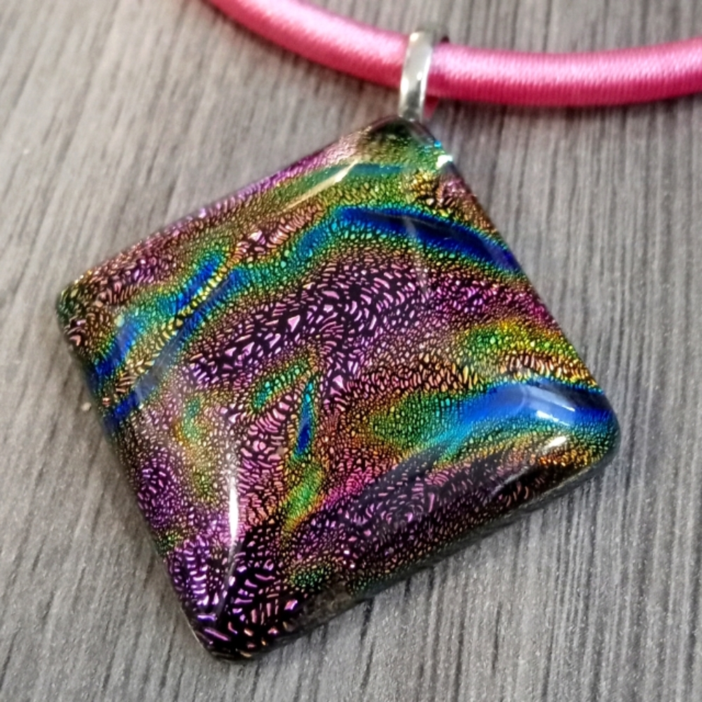 Beautiful Pink Handmade Glass Pendant on Pink Cord 🩷